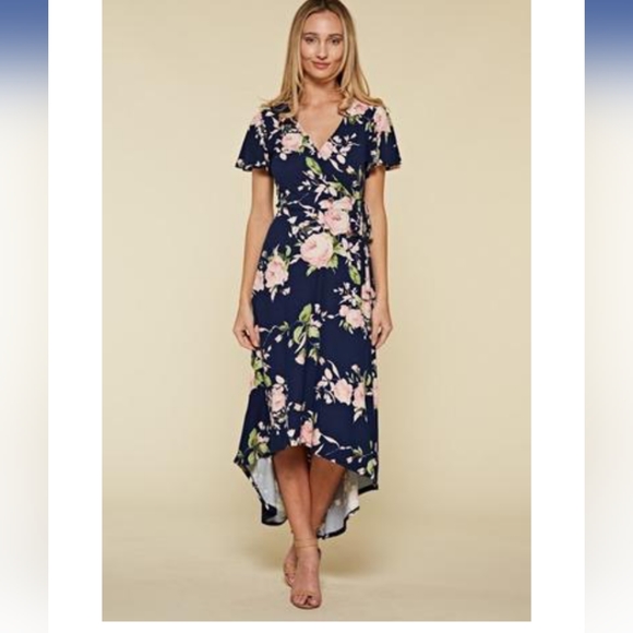 First Love Dresses & Skirts - Floral high-low wrap dress